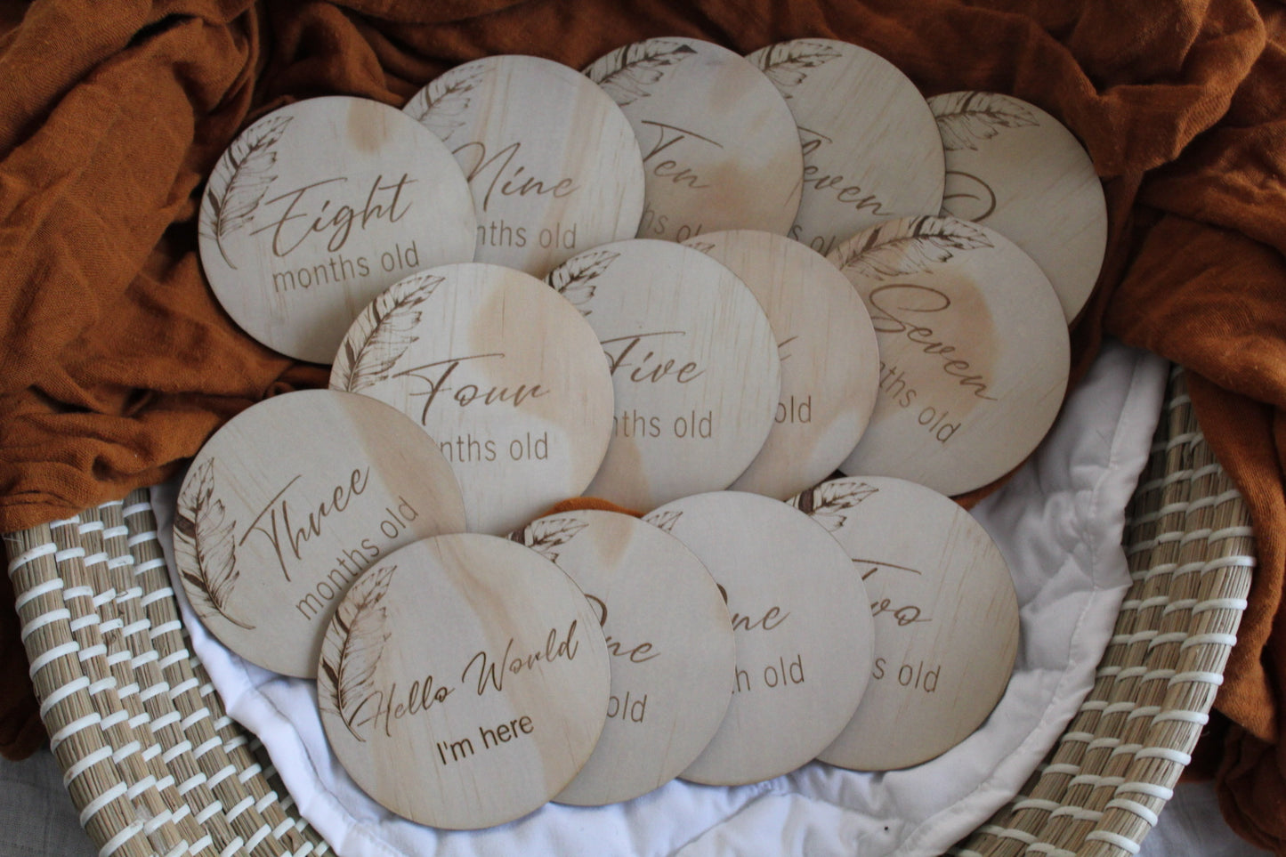 Baby Milestones wooden discs packs