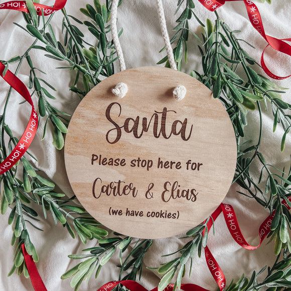 Santa stop here sign