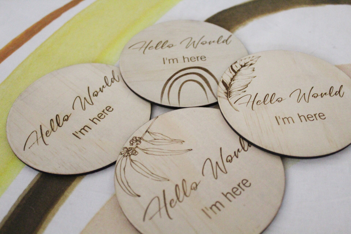 “Hello World, I’m here” raw wooden disc