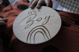 “It’s a Boy” + “It’s a girl” raw wooden disc