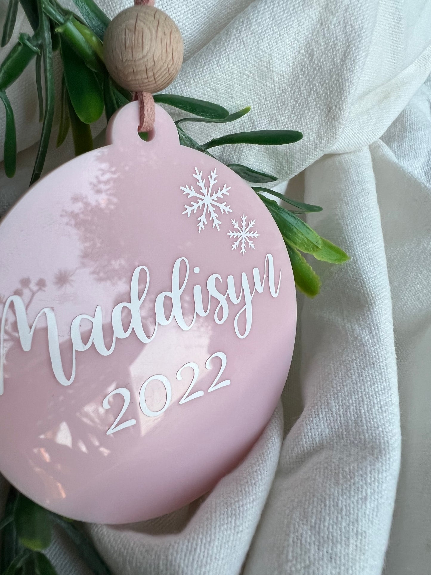 Baby Pink Personalised Bauble
