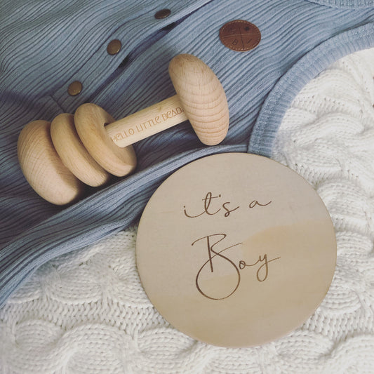 “It’s a Boy” + “It’s a girl” raw wooden disc